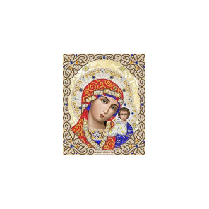  Богородица Казанская в жемчуге и кристаллах Канва с рисунком для вышивки бисером Благовест ЖЛ-4701