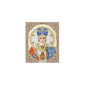  Николай Чудотворец в жемчуге и кристаллах Канва с рисунком для вышивки бисером Благовест ЖЛ-4703