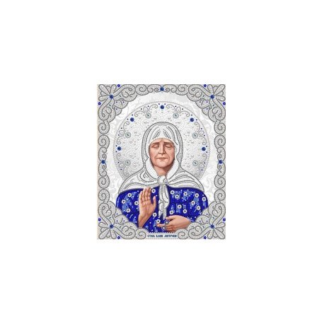  Святая Матрона в жемчуге и кристаллах Канва с рисунком для вышивки бисером Благовест ЖЛ-4706