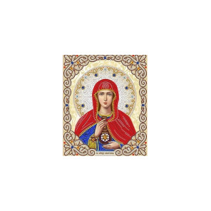  Святая Анастасия в жемчуге и кристаллах Канва с рисунком для вышивки бисером Благовест ЖЛ-4708