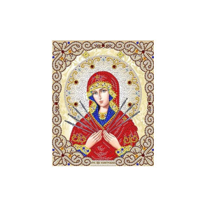  Богородица Семистрельная в жемчуге и кристаллах Канва с рисунком для вышивки бисером Благовест ЖЛ-4711