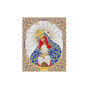  Богородица Остробрамская в жемчуге и кристаллах Канва с рисунком для вышивки бисером Благовест ЖЛ-4712