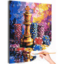 Шахматный король и фишки Натюрморт Яркая Стильная Деньги Для мужчин Раскраска картина по номерам на холсте