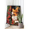2 Любимый корги с маками Животные Собаки Щенок Цветы 100х125 Раскраска картина по номерам на холсте
