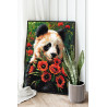 2 Портрет панды с маками Животные Медведь Цветы Букет Яркая 80х100 Раскраска картина по номерам на холсте