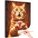Рыжий кот с пончиком Животные Кошки Котики Котята Мем Еда Кухня Смешная Раскраска картина по номерам на холсте