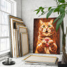  Рыжий кот с пончиком Животные Кошки Котики Котята Мем Еда Кухня Смешная 80х100 Раскраска картина по номерам на холсте AAAA-ST00