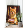  Рыжий котик с пончиком Животные Кошки Коты Котята Мем Еда Кухня Смешная 80х100 Раскраска картина по номерам на холсте AAAA-NK76