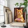 Рыжий котик с пончиком Животные Кошки Коты Котята Мем Еда Кухня Смешная 80х100 Раскраска картина по номерам на холсте AAAA-NK76