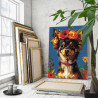  Той терьер в ярких цветах Животные Собака Чихуахуа Щенок Лето Портрет 80х100 Раскраска картина по номерам на холсте AAAA-NK768-