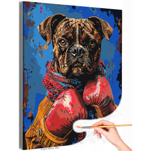 1 Портрет собаки боксера на ринге Животные Мем Спорт Смешная Раскраска картина по номерам на холсте