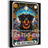 Ротвейлер в цветах Таро Животные Собаки Щенки Эзотерика Звездное небо Луна Стильная 72х108 Раскраска картина по номерам на холст