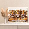 5 Три тигренка Животные Тигр Малыши Для детской 80х100 Раскраска картина по номерам на холсте