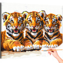 Три тигренка Животные Тигр Малыши Для детской Раскраска картина по номерам на холсте