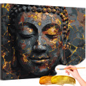 Голова Будды Скульптура Религия Буддизм Эстетика С золотом Интерьерная Раскраска картина по номерам на холсте