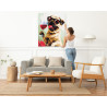  Стильный мопс с бокалом вина Животные Собаки Для кухни Мем 100х125 Раскраска картина по номерам на холсте с неоновыми красками 