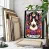 3 Бультерьер в цветах Таро Животные Собаки Щенки Эзотерика Звездное небо Луна Стильная Раскраска картина по номерам на холсте
