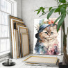 4 Пушистая кошка с цветами Животные Коты Котята 100х125 Раскраска картина по номерам на холсте