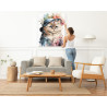 8 Пушистая кошка с цветами Животные Коты Котята 100х125 Раскраска картина по номерам на холсте