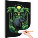 Слон в зеленых листьях Животные Природа Раскраска картина по номерам на холсте