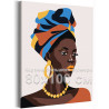 Яркая Африканка Девушка Женщина Портрет Стильная Интерьерная Люди 80х100 Раскраска картина по номерам на холсте