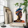 4 Яркая Африканка Девушка Женщина Портрет Стильная Интерьерная Люди 80х100 Раскраска картина по номерам на холсте