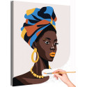 Яркая Африканка Девушка Женщина Портрет Стильная Интерьерная Люди Раскраска картина по номерам на холсте