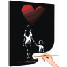 1 Мама с ребенком и сердце Дети Любовь Люди Малыш Черная Раскраска картина по номерам на холсте