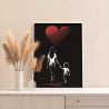 3 Мама с ребенком и сердце Дети Любовь Люди Малыш Черная Раскраска картина по номерам на холсте
