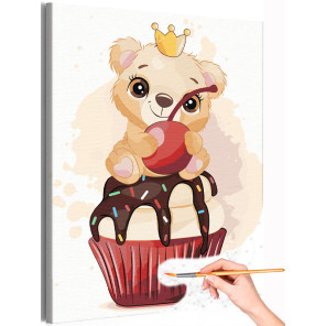 1 Медвежонок на пирожном с вишенкой Коллекция Сute teddy bear Медведь Мишка Животные Еда Для детей Детские Для девочек Для мальч