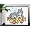 2 Кошка на пицце Еда Кот Животные Смешные Для детей Детские Раскраска картина по номерам на холсте