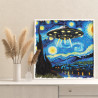  Звездная ночь и космический корабль Мем Пейзаж Ван Гог Стильная Яркая Космос Раскраска картина по номерам на холсте AAAA-NK150