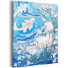 Карпы кои и цветущее дерево Япония Рыба Вода Цветы Интерьерная 80х100 Раскраска картина по номерам на холсте