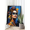  Портрет стильной девушки в очках Люди Женщина Абстракция Яркая Раскраска картина по номерам на холсте с неоновой краской AAAA-S