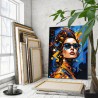  Портрет стильной девушки в очках Люди Женщина Абстракция Яркая 100х125 Раскраска картина по номерам на холсте с неоновой краско