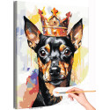 Пинчер в короне Собака Животные Той терьер Щенок Раскраска картина по номерам на холсте с неоновой краской