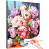 Ваза с розовыми пионами Цветы Букет Натюрморт Для мамы Для девушки Интерьерная Раскраска картина по номерам на холсте