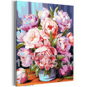 Ваза с розовыми пионами Цветы Букет Натюрморт Для мамы Для девушки Интерьерная 100х125 Раскраска картина по номерам на холсте