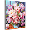 Ваза с розовыми пионами Цветы Букет Натюрморт Для мамы Для девушки Интерьерная 100х125 Раскраска картина по номерам на холсте