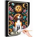 Бигль в цветах Таро Животные Собаки Щенки Эзотерика Звездное небо Стильная Раскраска картина по номерам на холсте