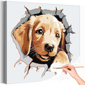 1 Щенок золотистого ретривера Животные Собака Лабрадор Голден Раскраска картина по номерам на холсте
