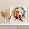 3 Щенок золотистого ретривера Животные Собака Лабрадор Голден Раскраска картина по номерам на холсте
