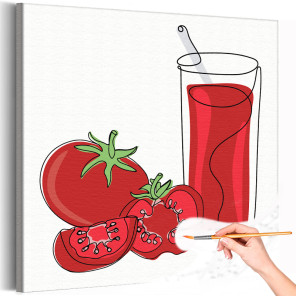 1 Томатный сок Коллекция Line Натюрморт Еда Для кухни Интерьерная Раскраска картина по номерам на холсте