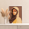 3 Портрет молодой восточной девушки Люди Женщина Простая Минимализм Интерьерная 60х80 Раскраска картина по номерам на холсте