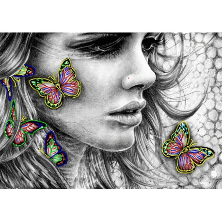  Девушка и бабочки Канва с рисунком для вышивки бисером Вышиваем бисером ПР5