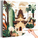 Остров Бали Храм Природа Пейзаж Страны Лето Тропики Раскраска картина по номерам на холсте