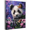 Маленькая панда с цветами и бабочками Животные Медведь Яркая 100х125 Раскраска картина по номерам на холсте