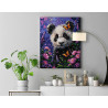 7 Маленькая панда с цветами и бабочками Животные Медведь Яркая 100х125 Раскраска картина по номерам на холсте