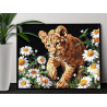 2 Крадущийся львенок в ромашках Животные Лев Малыш Природа Цветы 100х125 Раскраска картина по номерам на холсте