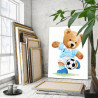 3 Мишка футболист Животные Медведь Спорт Для детей Детская Для мальчика 100х125 Раскраска картина по номерам на холсте